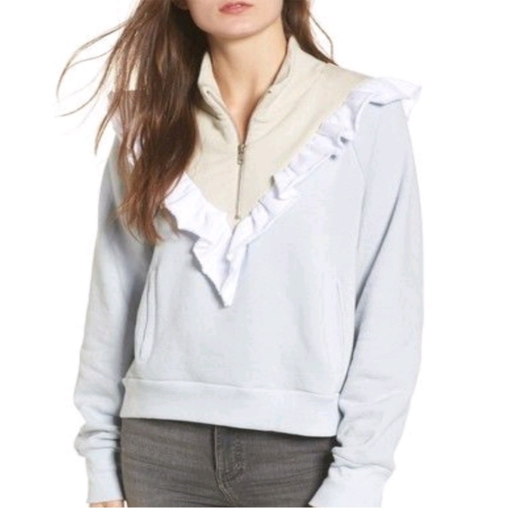 Wildfox Half Zip Terry Sweatshirt Large